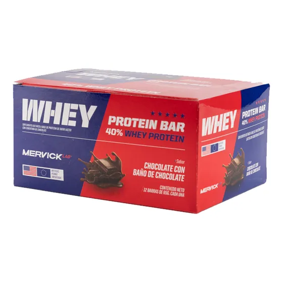 Whey Protein Bar 12 Unidades Mervick 65 Gr Barra Proteica