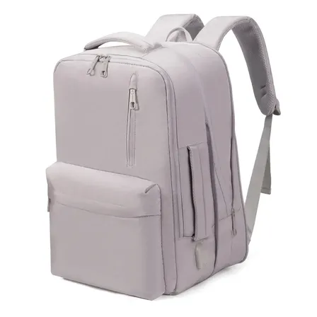 Mochila feminina, impermeável, reforçada, com capacidade expansível de 25 a 40 L, capaz de acomodar um laptop de 15,6 polegadas, com porta de carregamento SUB(Grey)