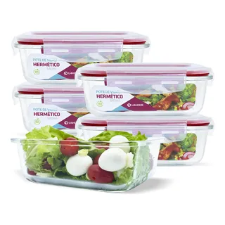 Conjunto 5 Pote Vidro Hermética Quentinha Marmita 640ml Conjunto 5 Pote Vidro Hermética Quentinha Marmita 640ml