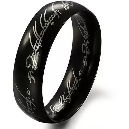 Anel Masculino Aço Titânio Preto Senhor Dos Anéis (one Ring)