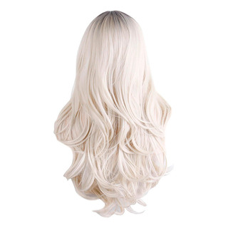 / Peluca Blanca Degradado Onda Grande Moda Mujer Peluca Hea / Peluca Blanca Degradado Onda Grande Moda Mujer Peluca Hea