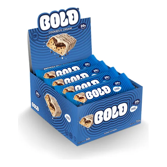 Bold Bar Barra De 20g De Proteína 12 Un Barrinha Bold Snacks Sabor Cookies & Cream