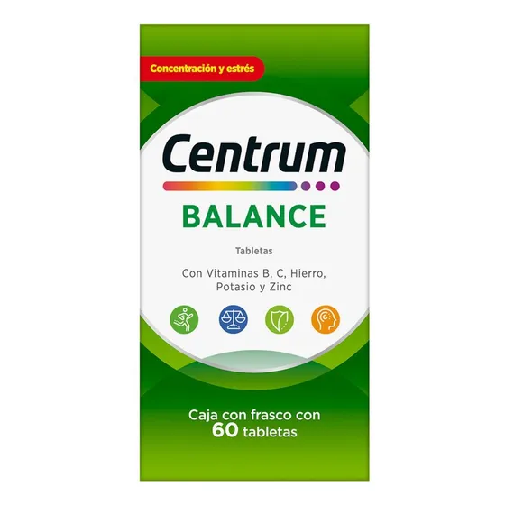 Multivitamínico Centrum Balance Con Vitamina B Vitamina C Hierro Potasio Y Zinc 60 Tabletas