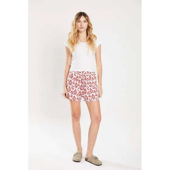Short Tiro Alto De Poplin Rayón Cinnamon Koxis Mujer