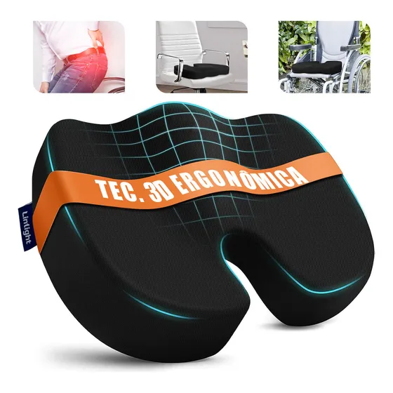 Almofada Assento Ortopédica Viscoelástica De Cóccix Alivio Dor Para Cadeira De Rodas,Carro,Gaming E Escritório