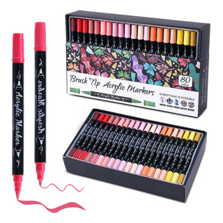80 Colores Marcadores Plumones Acrilico Punta Pincel Kit 80 Colores Marcadores Plumones Acrilico Punta Pincel Kit