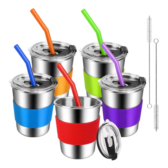 Magonanly Vaso Para Niño 8 Onza Pajita Tapa 5 Acero Prueba
