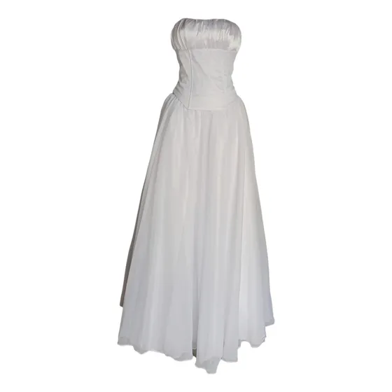 Vestido Novia Strapless Satín Colombiano Largo Mujer