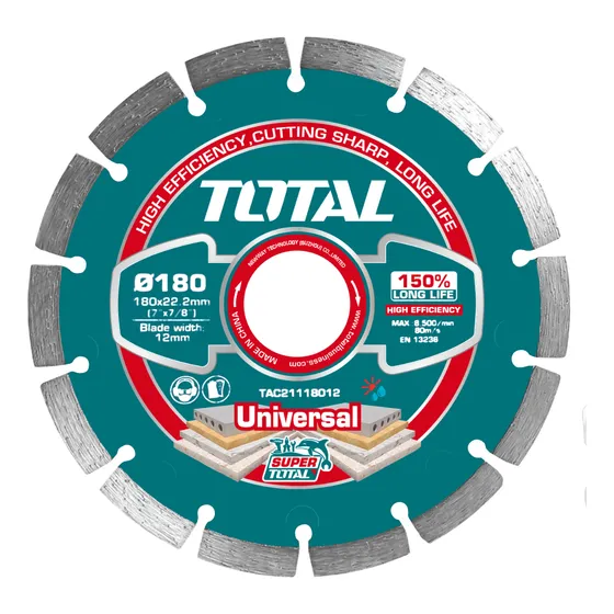 Disco Corte Total Diamantado Segmentado 7'' 180mm, Amoladora