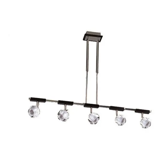Colgante 5 Luces Tigra Cromo Wengue Apto Led G9 Diseño LG