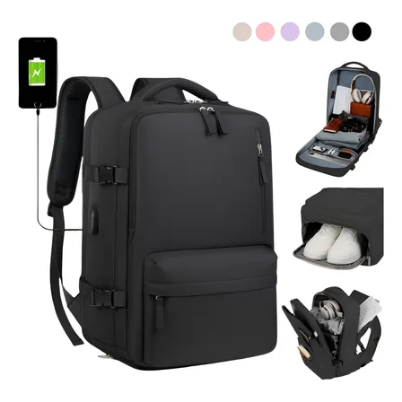 Mochila De Senderismo Impermeable De Viaje Grande Con Interf Negro Lisa