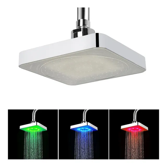 Regadera Luz Led Tipo Lluvia Cromado Cuadrado 15x15