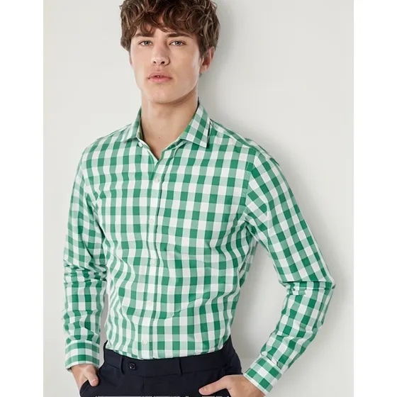 Camisa Hombre Bensimon Slim Fit Cuadrille Verde