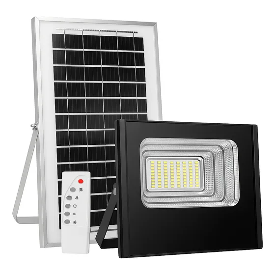 Refletor Led 100w Com Painel Solar Holofote Branco Frio Ip66