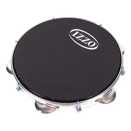 Pandeiro Profissional Izzo 10 Abs Com Pele Preta Cor Preto/branco