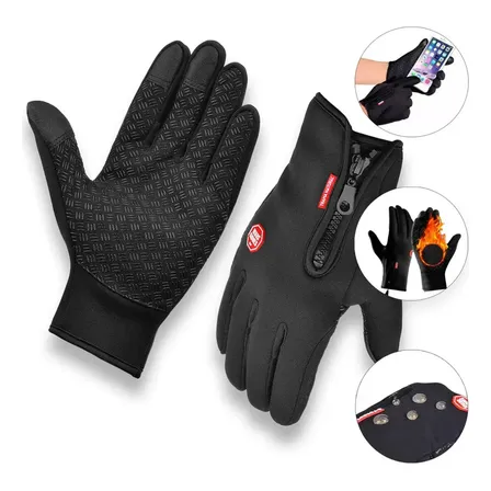 Par Luva Motoqueiro Térmica E Impermeável Com Touch Screen Cor Preto Tamanho Único