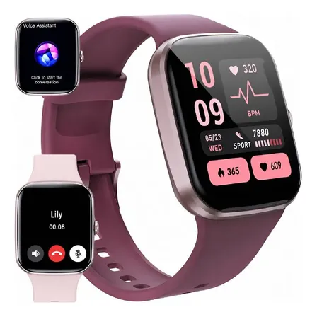 Smartwatch Feminino Chamadas Bluetooth Esportivo Original Vermelho-vinho