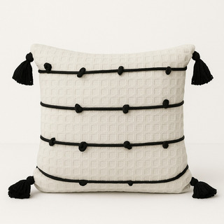 Capa Almofada Algodão Macramê 45x45 Preto Decorativa Capa Almofada Algodão Macramê 45x45 Preto Decorativa