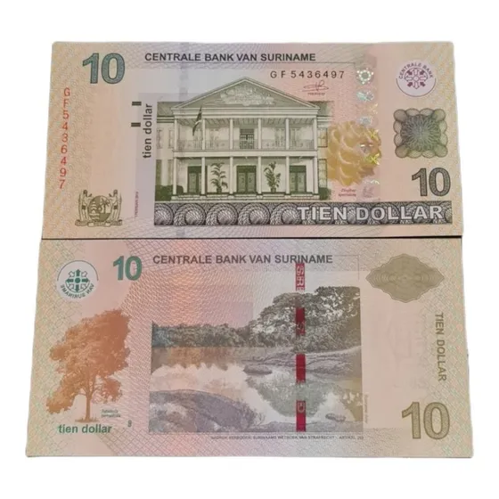 Billetes Mundiales : Suriname  10 Dolares Año 2019