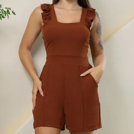 Macaquinho Curto Feminino Duna Forrado Lastex Alcinha Verão