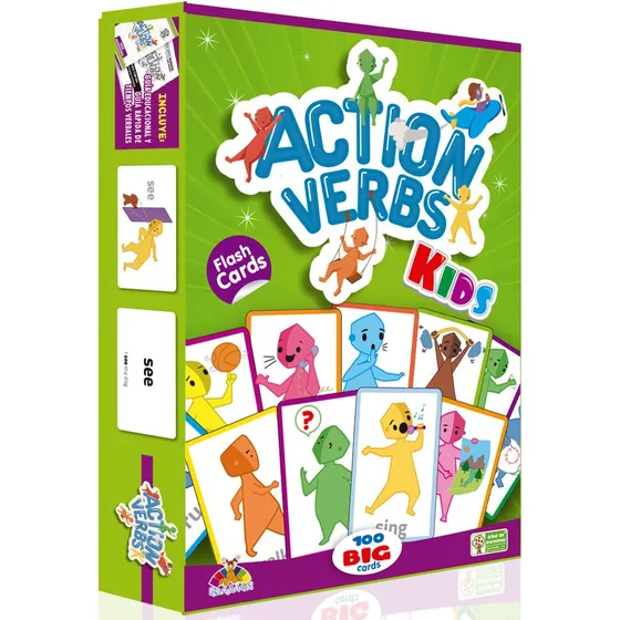 Big Flash Cards Verbos Inglés Más Utilizados Didáctico Kids