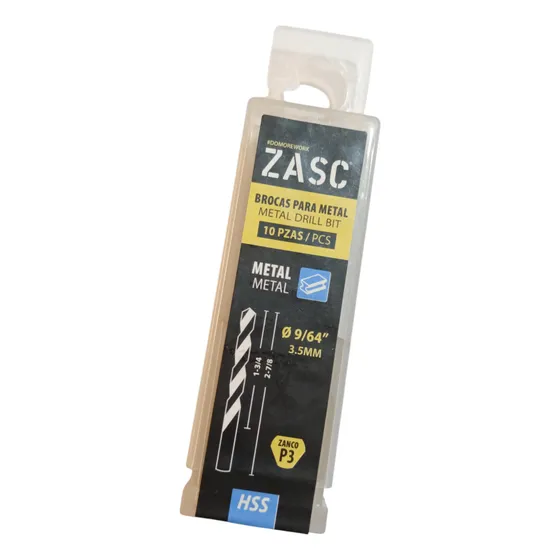 Mecha Broca Para Metal 9/64 3.5mm 10 Pzas Zasc