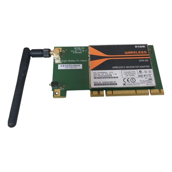 Placa Pci Com Adaptador D-link Dwa 525 Wireless N 150