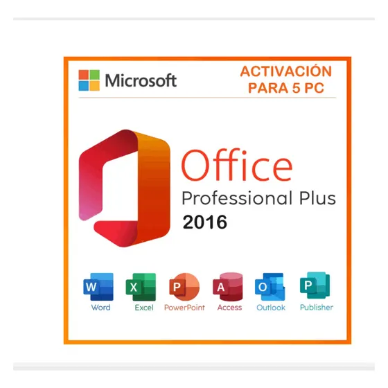Microsoft Office 2016 Professional Plus [ Licencia / 5 Pc ]