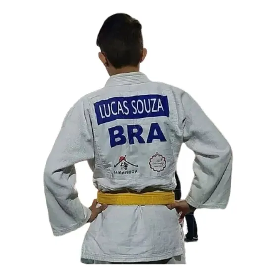 Patch Judô Jiu Jitsu Identificação Kimono- Seu Nome Sua Arte Cor Branco Desenho Do Tecido Artes Marciais