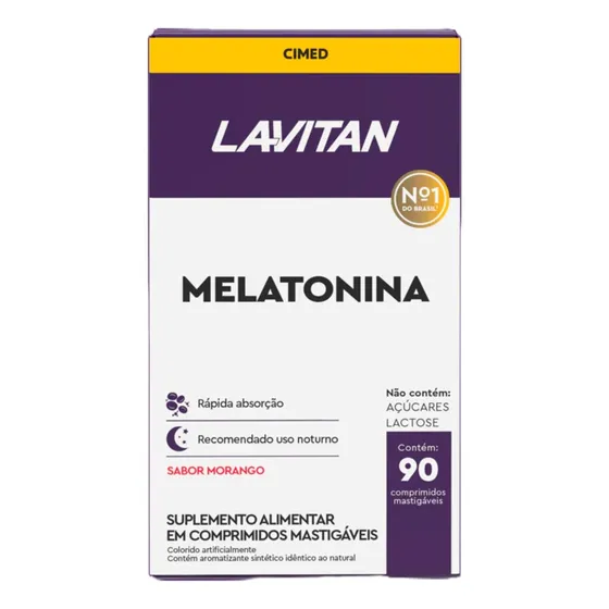 Melatonina Lavitan Sabor Morango 90 Caps Dormir Bem
