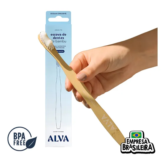 Escova De Dentes Bamboo Sustentável Macia Vegana Alva Antiba
