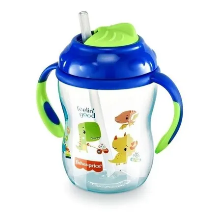Vaso de entrenamiento Fisher Price con pajita blanda y pajita, 270 ml