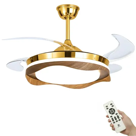 Ventilador Teto Disoma Woodline Dourado Ouro Ds-vtr-drm01 Com 4 Pás De Plástico Transparente Estrutura Dourado, 1.06m De Diâmetro 50 Hz/60 Hz 1.06 M 127/220v