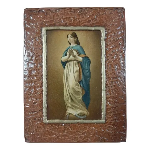 Cuadro Inmaculada Concepción - 11 X 15 Cm - Estucado - Único