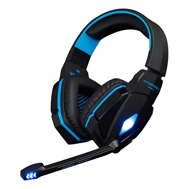 Auriculares gamer Kotion Each G4000 negro y azul con luz LED
