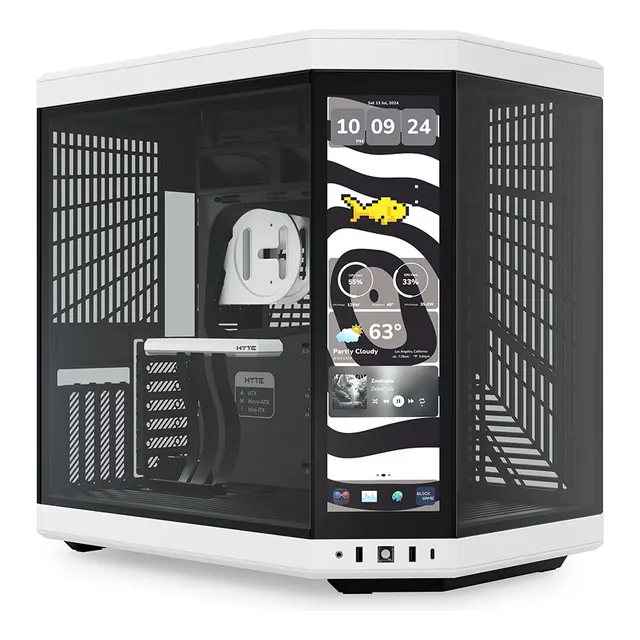 Gabinete para jugadores Hyte Y70 Touch Infinite LCD Touch de 14,5 pulgadas y 2,5 K, color blanco
