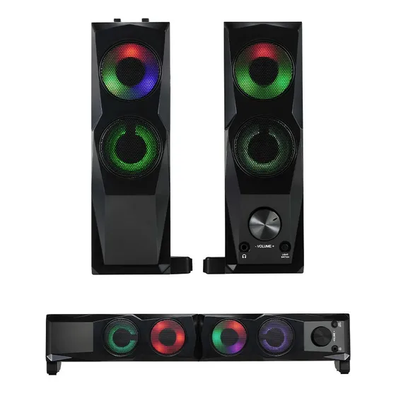 Parlantes Gamer Gadnic Pro Led 2 En 1 Barra De Sonido Tv Pc Color Negro