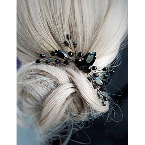 Goimiern Bridal Negro Cristal Peine Marquise Volver Nz2bl