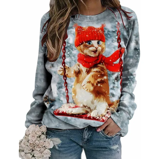 Sudadera Navidad Para Mujer Estampado Grafico Manga Larga
