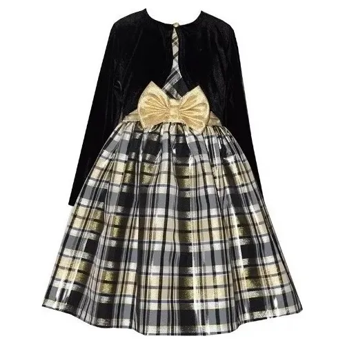 Vestido Con Chaqueta En Tercio Pelo Para Niña Elegante Negro