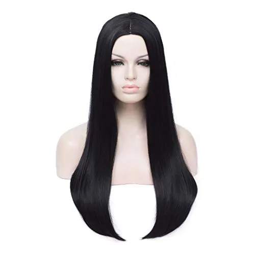 Qaccf Long Black Wig 26  Mujer Largo Recto Medio Jt7xl
