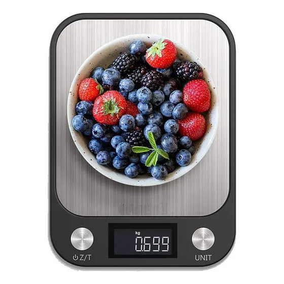 Balanza Portatil Digital Metalica Gramera Hasta 5 Kilos Capacidad Máxima 10 Kg Color Plateado