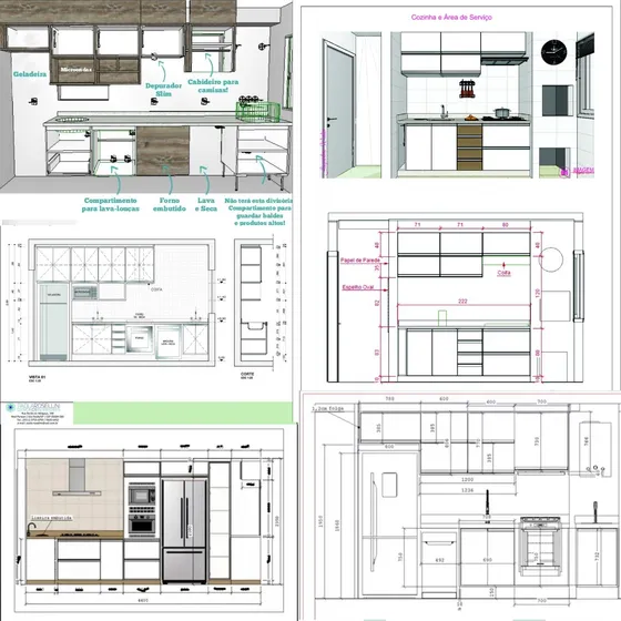 35 Projetos Prontos Cozinhas Planejadas + Planos De Cortes