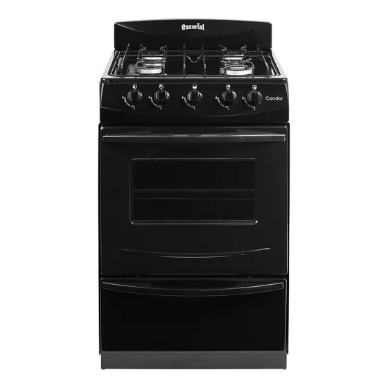 Cocina Negra Escorial Candor S2 Black 4 Hornallas Visor Y Parilla gas natural