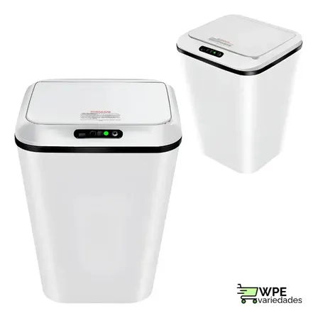Lixeira Inteligente Automática 16l Branca Sensor Infravermelho Recarregável Usb Alcance Até 30cm Para Escritório Branco Branco