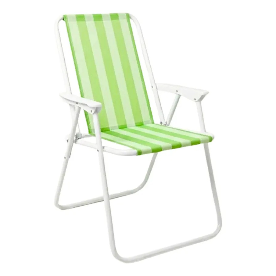 Cadeira De Praia Alta Dobrável 3 Molas Reforçadas 110kg Zelt Verde Cadeira De Praia Alta Dobrável 3 Molas Reforçadas 110kg Zelt Verde