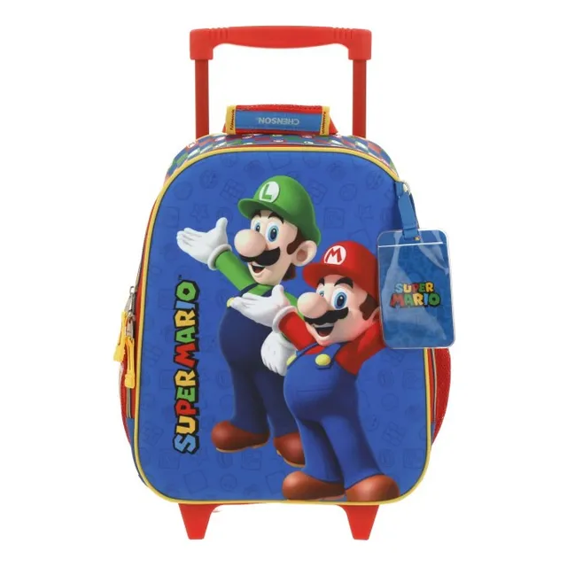 Mochila Mediana Chenson Ruedas Niño Escolar Llantas Kinder Mario Bros Mb65970-9 Carro De Fabrica