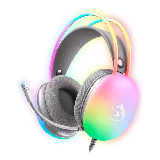 Headset Gamer Com Microfone Led Rgb Profissional Fone Haven Cor Branco