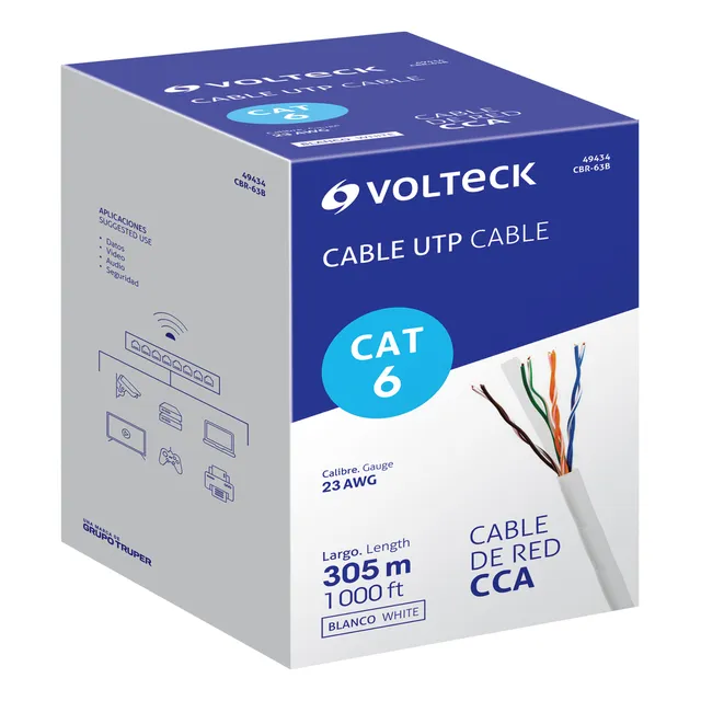 Cable Utp Cat6 Bobina 305m Blanco Volteck 49434