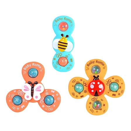 Kit Spinner Sensorial com Ventosa Colorido para Bebê